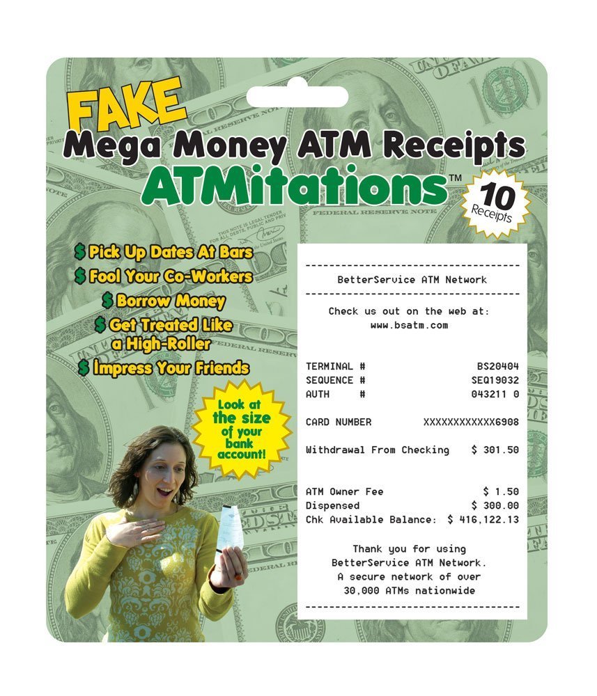 Buy ATMitations Mega Money Fake ATM Receipts Pack Of 10 at Mighty Ape NZ