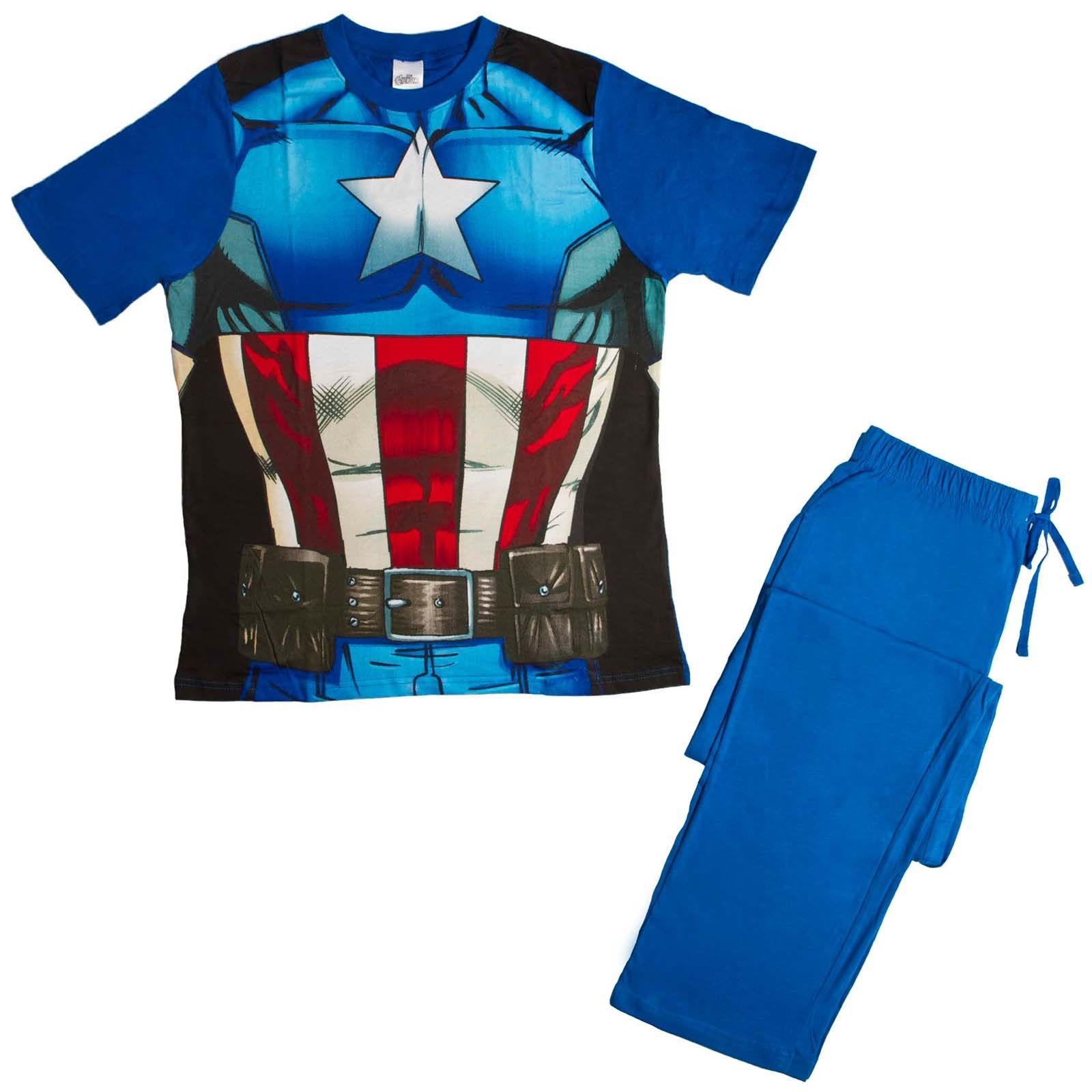 Marvel Mens Captain America Pajamas Size Small Blue