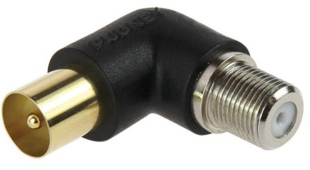 Pudney: Rightangle Coaxial Plug To F Socket Adaptor