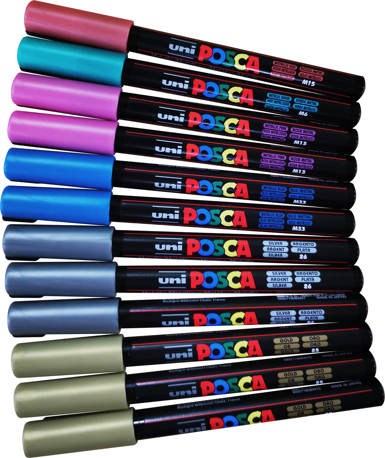 Buy Uni Posca Marker 0.7mm UltraFine Pin Tip Assorted Metallic 1MR (12