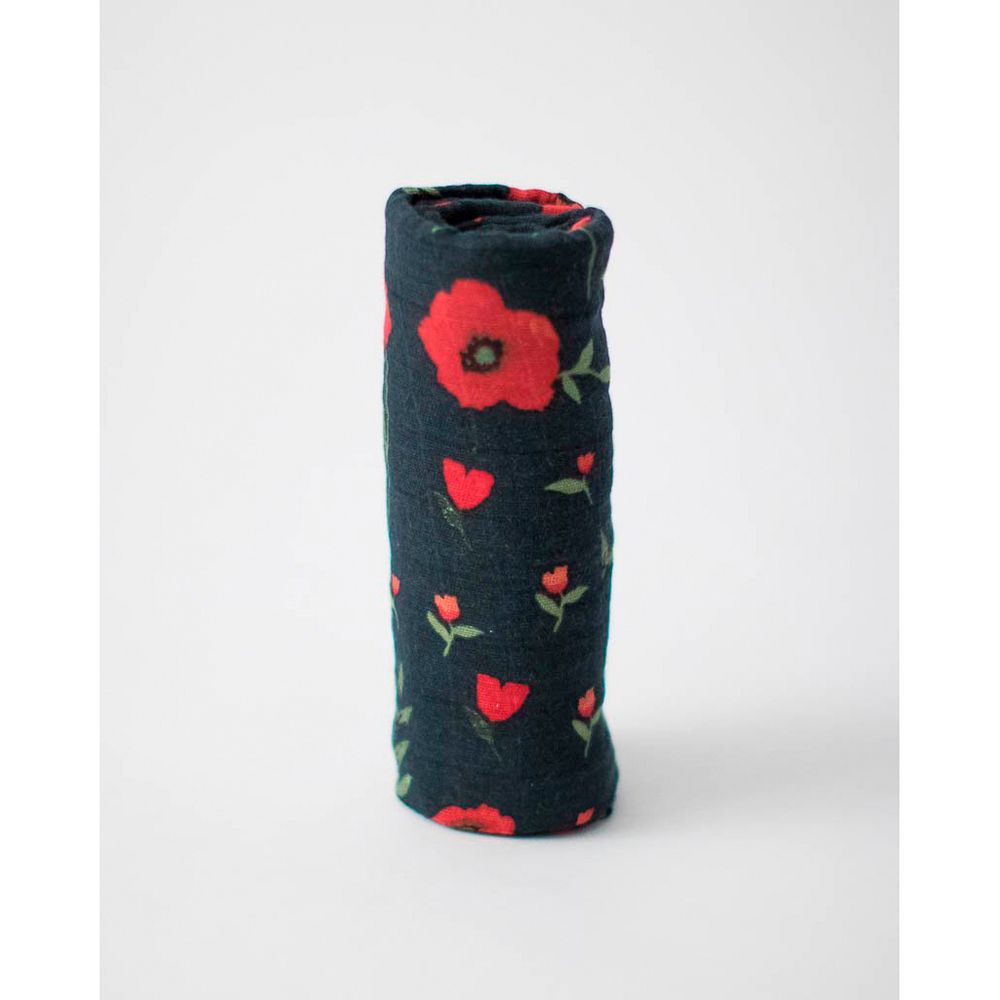 Little Unicorn: Cotton Muslin Swaddle - Dark Summer Poppy (Single) image