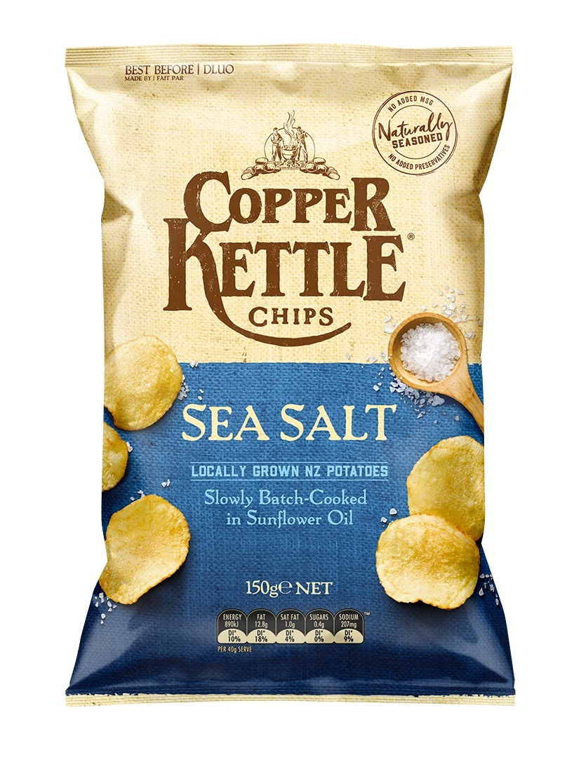 Copper Kettle Chips Sea Salt 150g (12 Pack) at Mighty Ape NZ