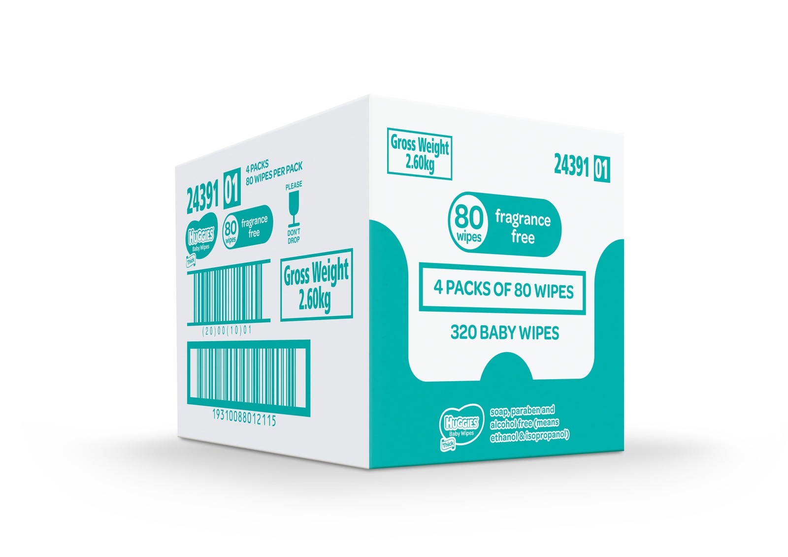 Huggies Baby Wipes Refill Shipper Pack - Fragrance Free (320 Wipes) image