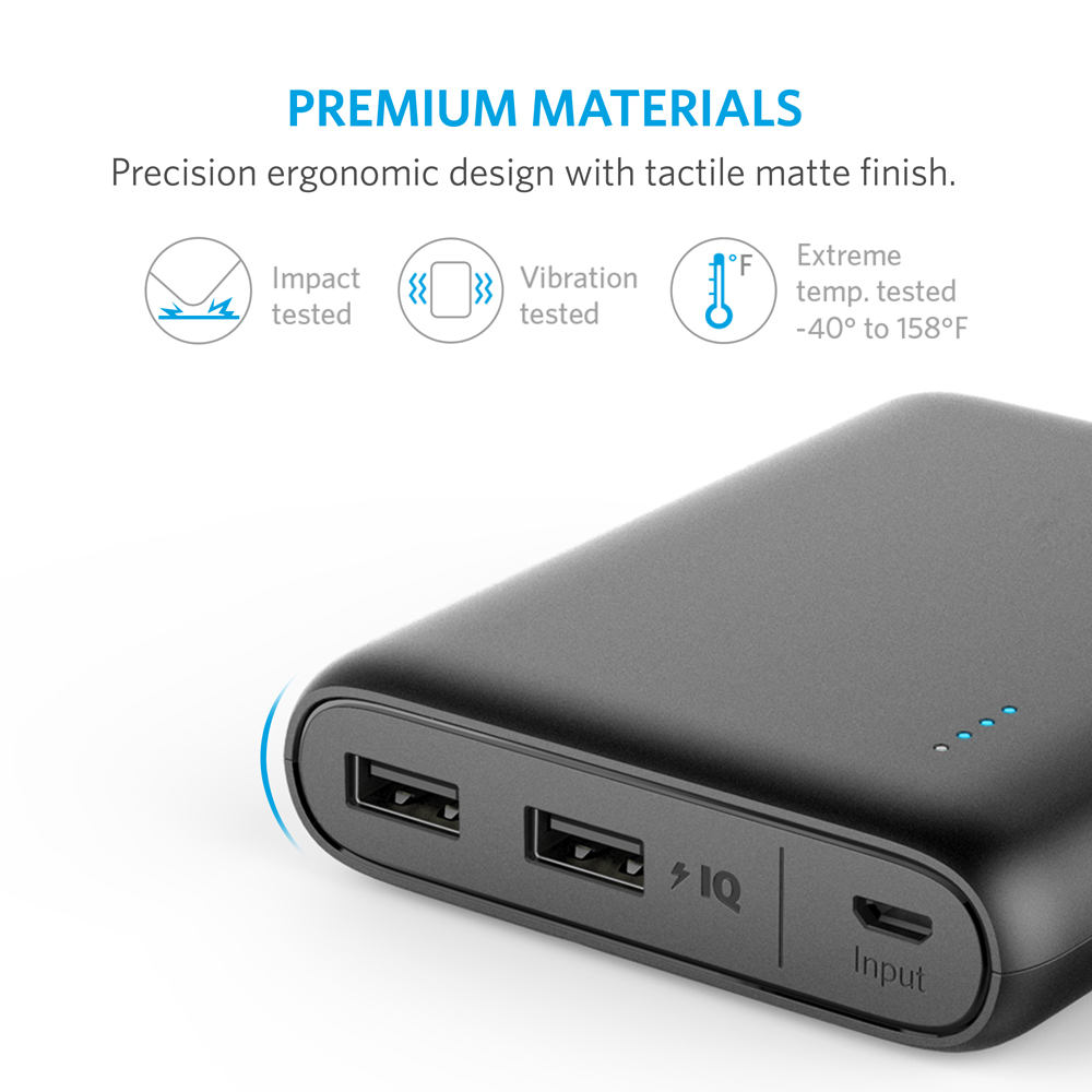 ANKER: PowerCore 13000mAh with 2x PowerIQ 2.4A ports - Black