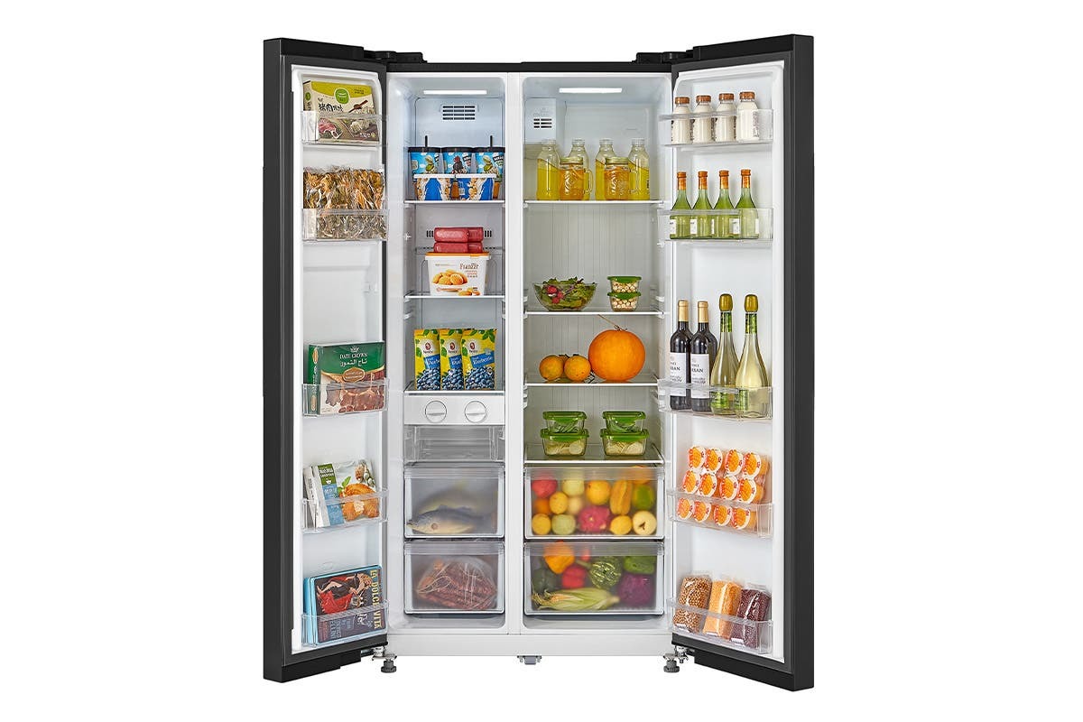 Black Glass- Kogan: 584L Side by Side Fridge