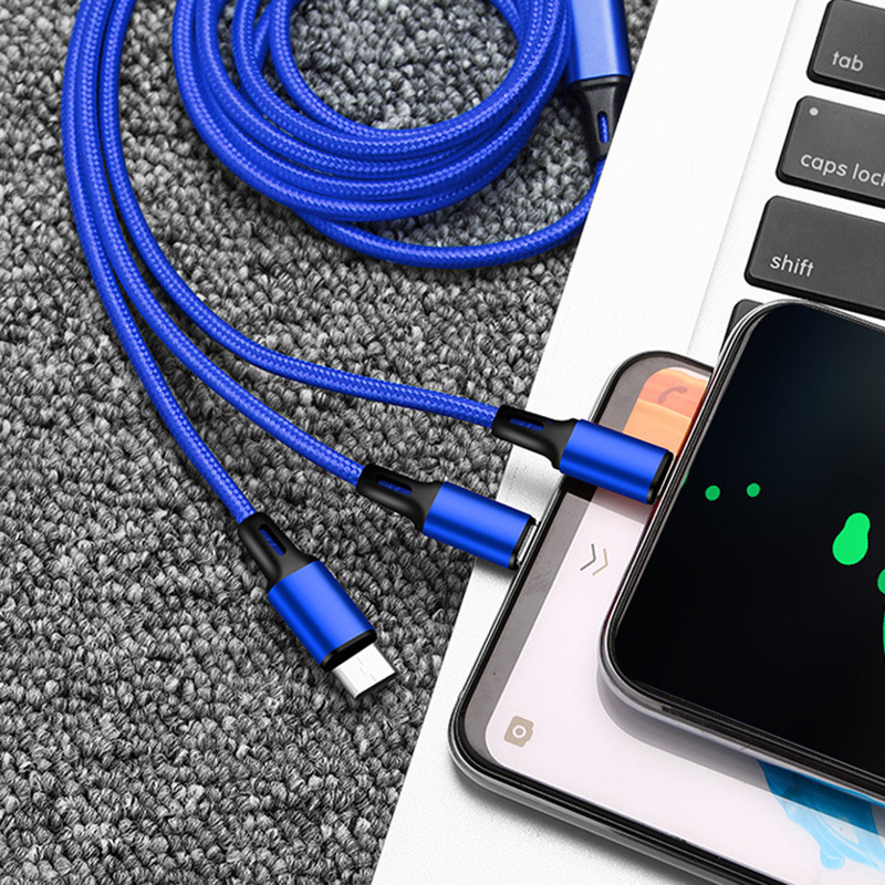 3in1 Charging Cable Blue (1.2m) at Mighty Ape NZ