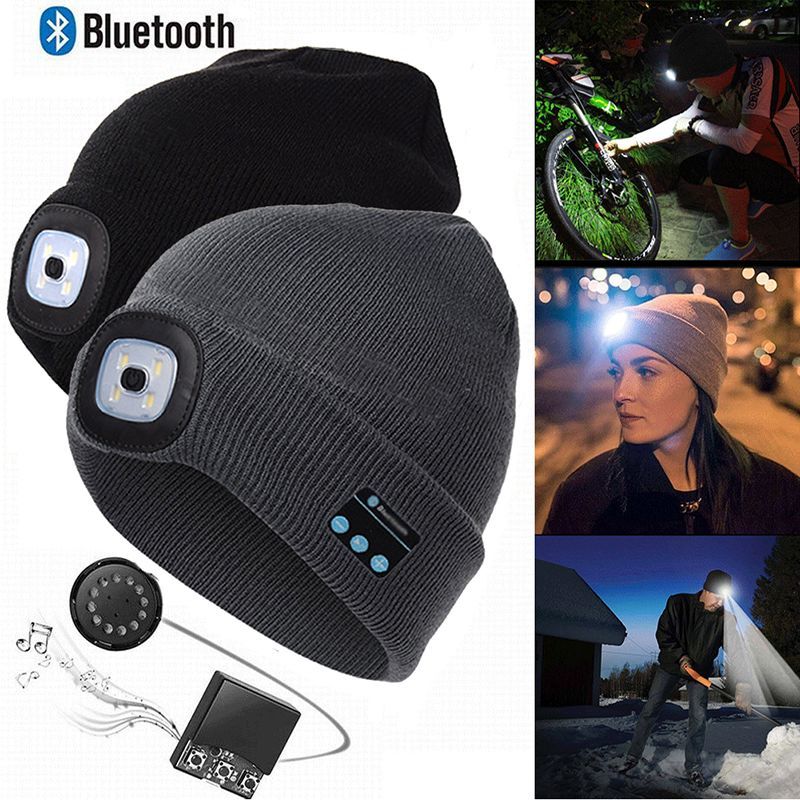 Bluetooth 5.0 LED Stereo Hat - Battleship Grey