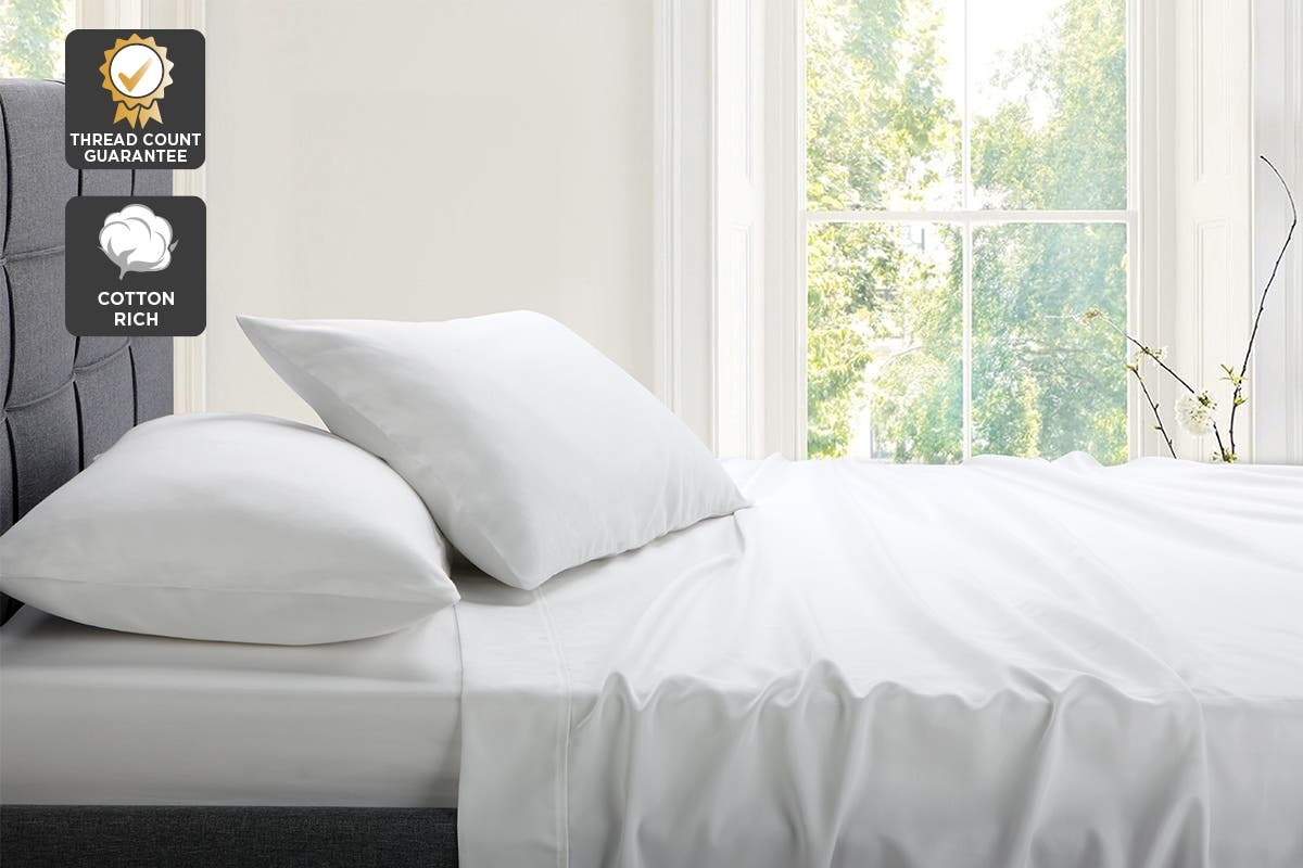 Brosa 1200TC Cotton Rich Bed Sheet Set White (Queen) at Mighty Ape NZ