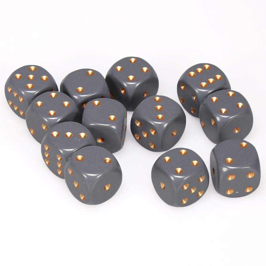 Chessex: D6 Opaque Cube Set (16mm) - Dark Grey/Copper image