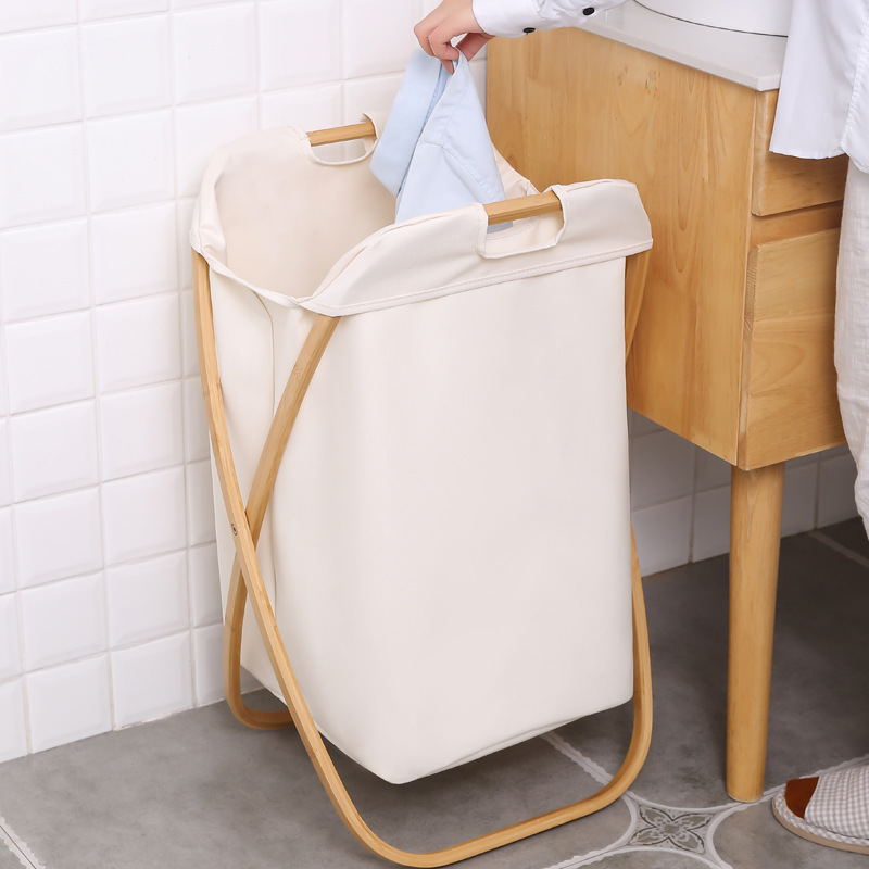 Bamboo: Foldaway Laundry Hamper - Beige image