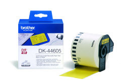 Brother DK-44605 Continuous Paper Label Roll with Removable Adhesive - Black on Yellow (62mm x 30.48m)