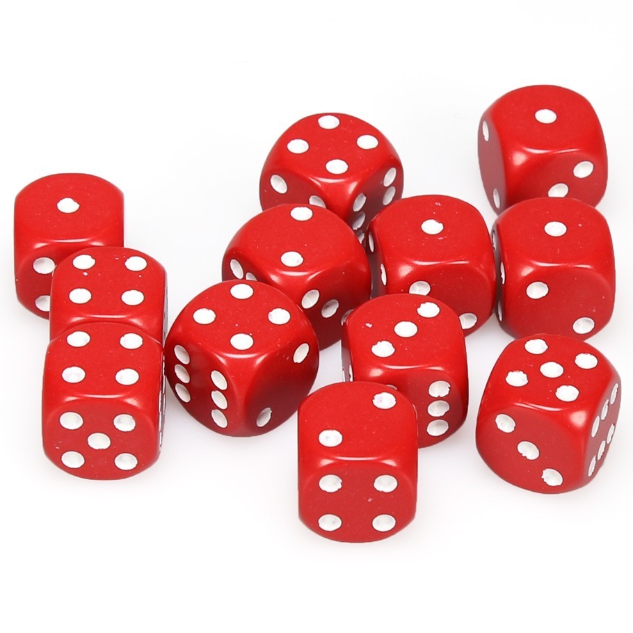Chessex: D6 Opaque Cube Set (16mm) - Red/White image