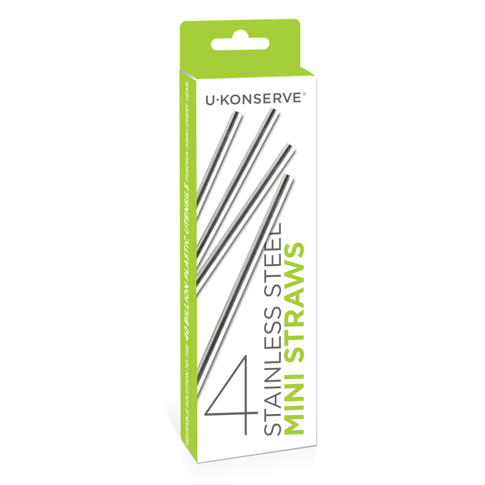 4pk Stainless Steel Straws - Mini Size image