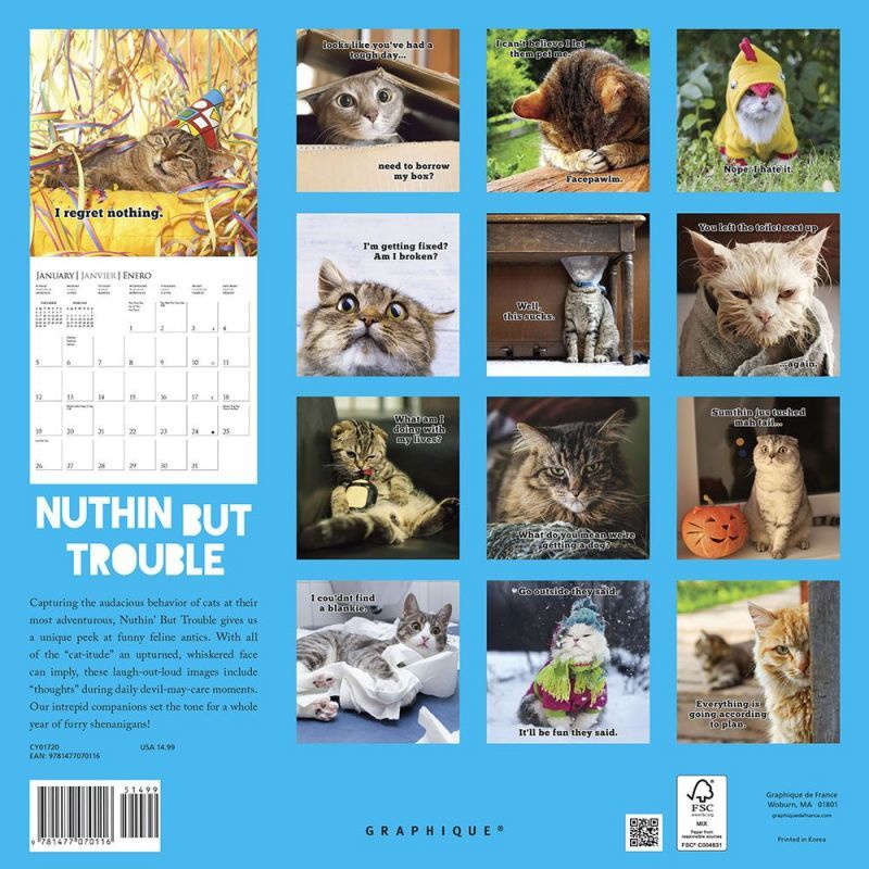 Nuthin' But Trouble 2020 Square Wall Calendar