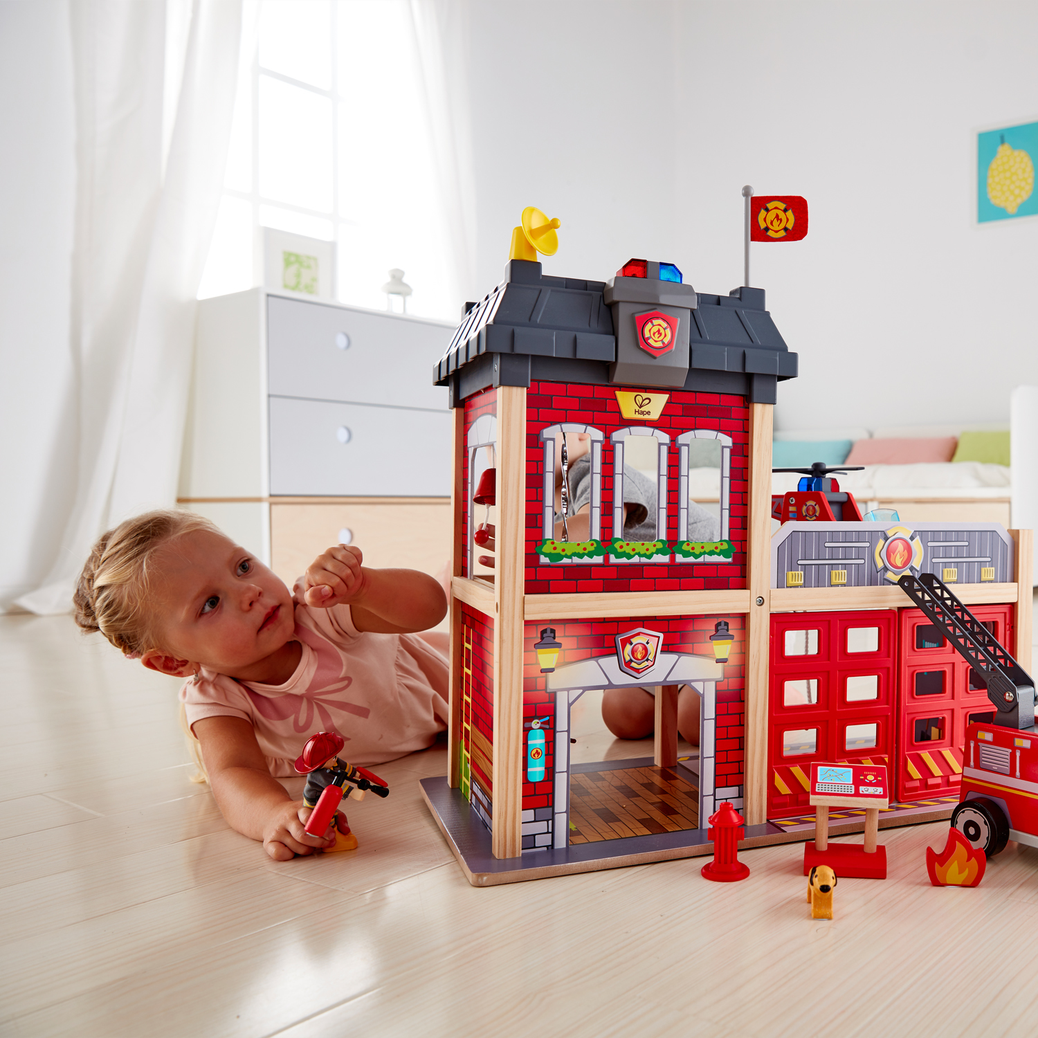 Hape: Fire Station Wooden Playset image