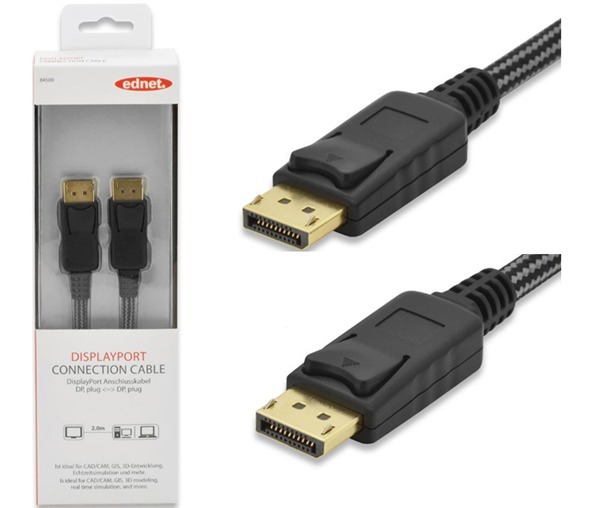 Ednet DisplayPort v1.2 (M) to DisplayPort v1.2 (M) Monitor Cable (2m)