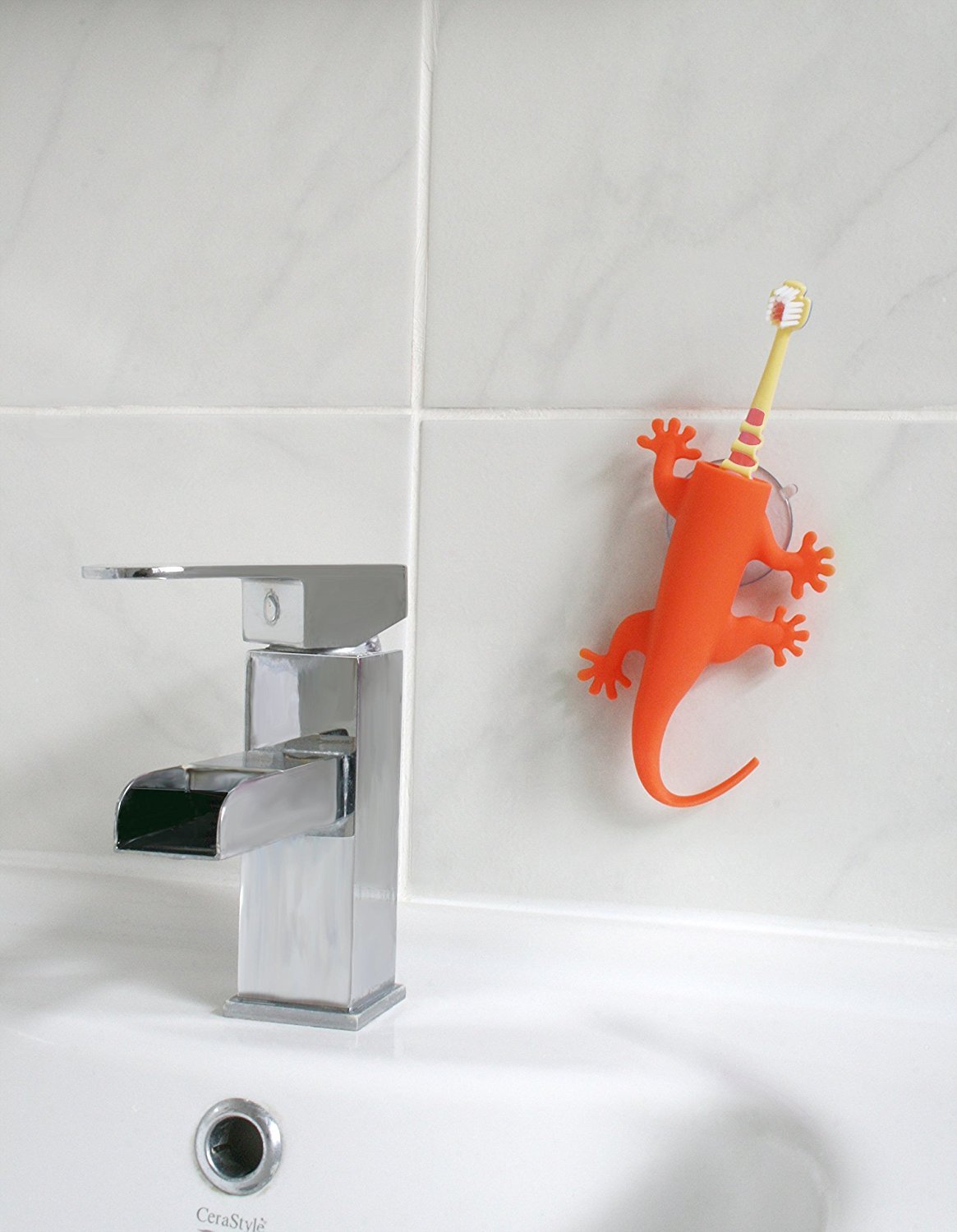 Larry the lizard: Toothbrush Holder - Orange image