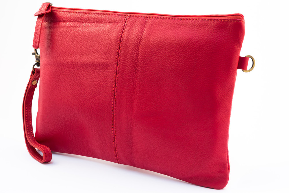 Millenium Paris: Paulette Large Clutch with Floral Lining - Red