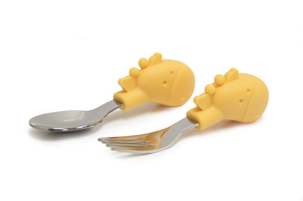 Marcus & Marcus: Palm Grasp Spoon & Fork - Giraffe