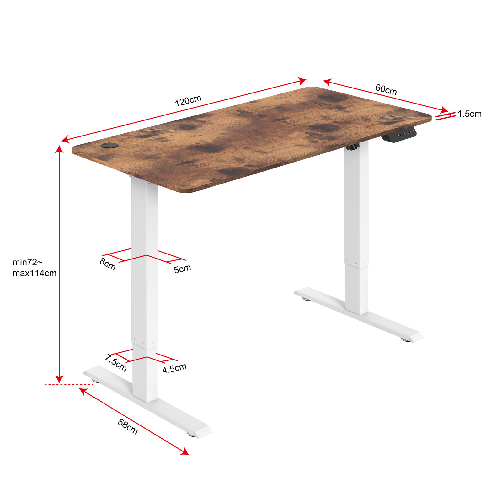 Buy Gorilla Office Height Adjustable Desk White/Rustic Brown at