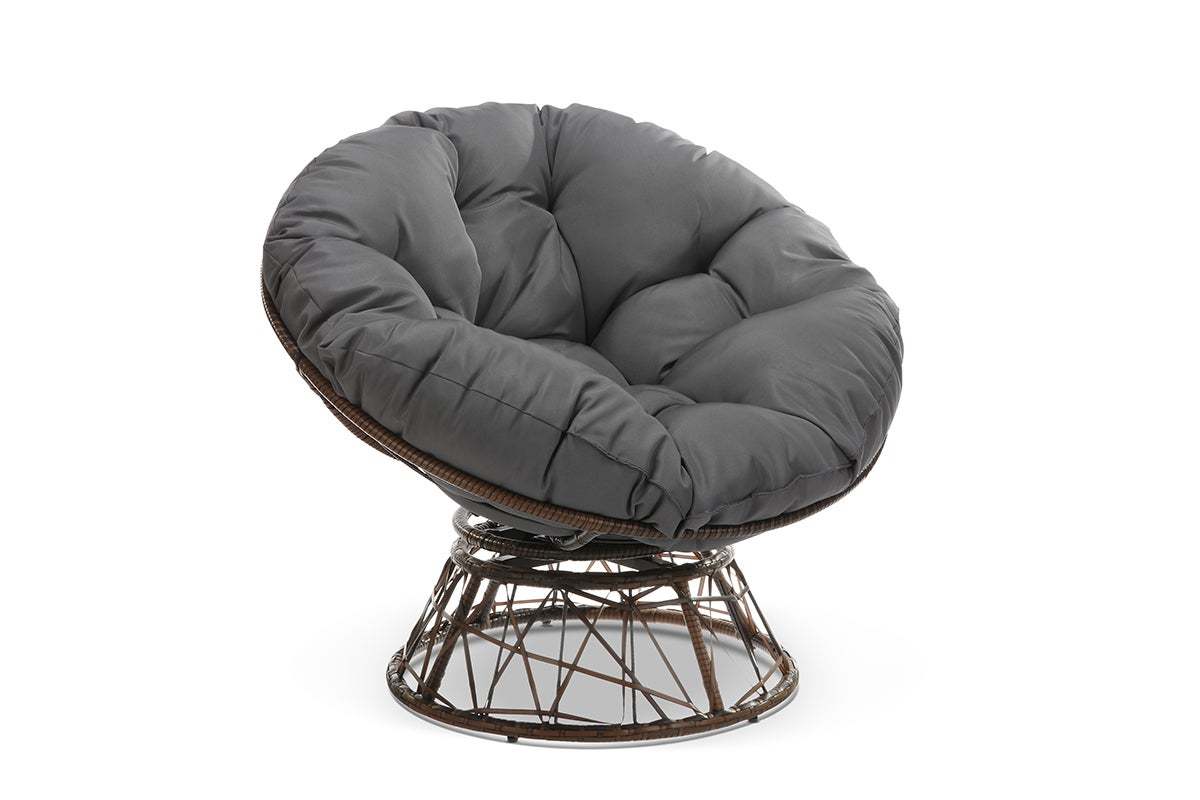 Buy ShangriLa Papasan Swivel Wicker Chair (Grey) at Mighty Ape NZ