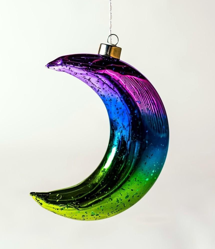 Stellar: Vibrant Mercury Crescent Moon Hanging Glass Light