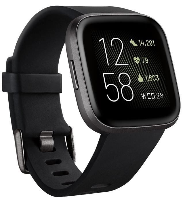 Fitbit Versa 2 Health & Fitness Smartwatch - Black/Carbon | at Mighty ...