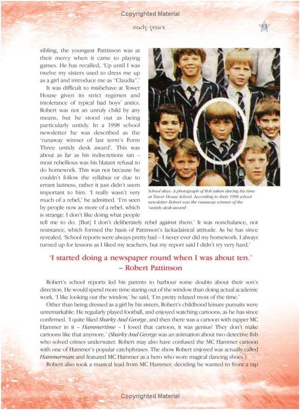 The Robert Pattinson Album (illustrated biography) by Paul Stenning image
