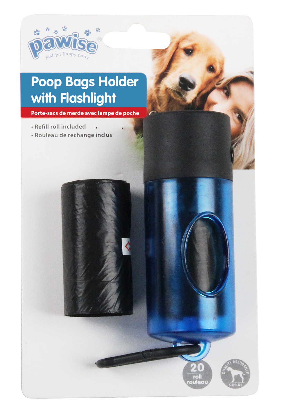 Pawise: Dog Waste Bags Dispenser Lamp On Blister - 2X 20 mixed colors image