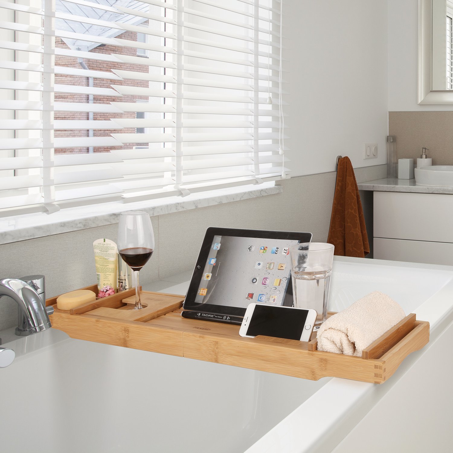 Bamboo Extending Bath Caddy - Natural image