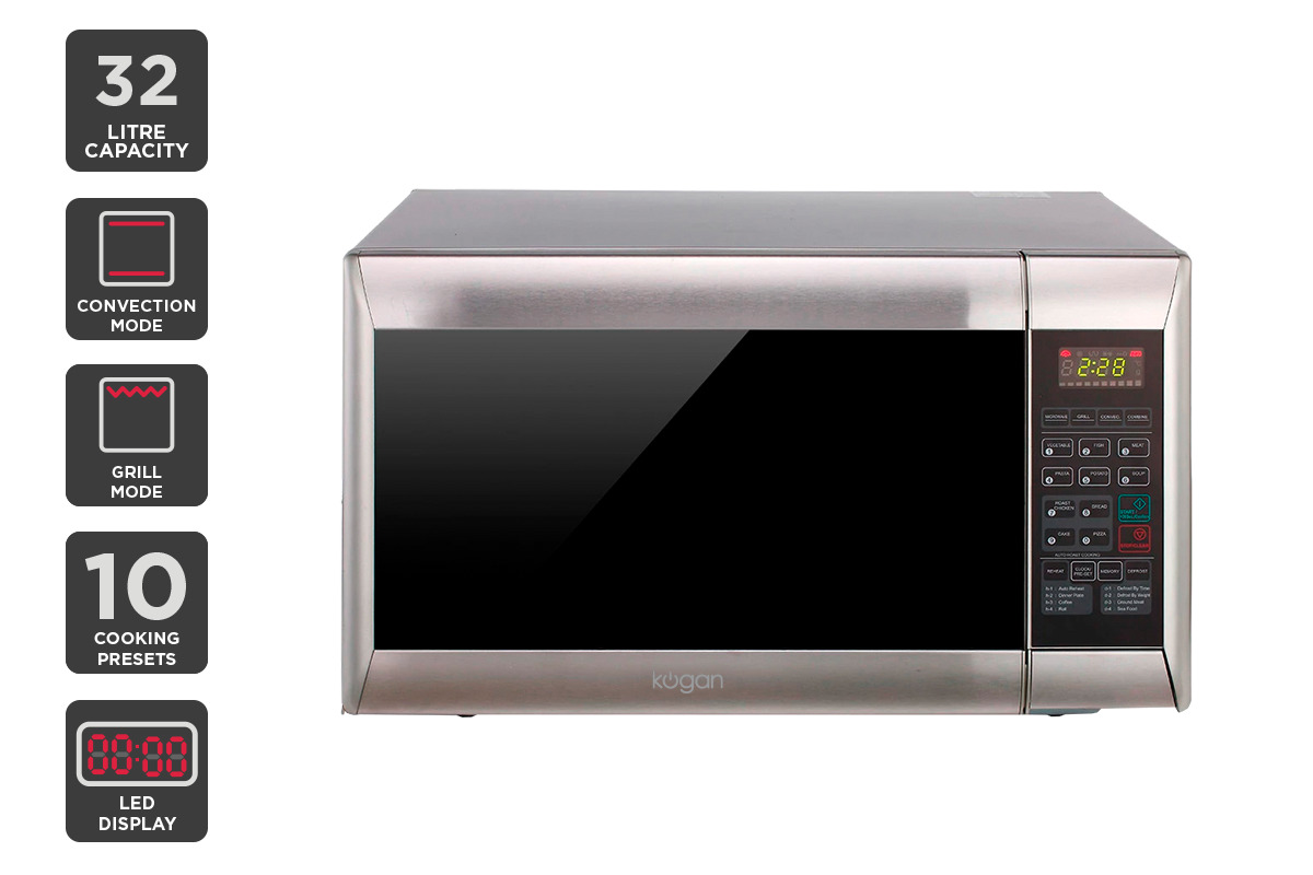 Kogan: 32L Stainless Steel Convection Microwave Oven with Grill