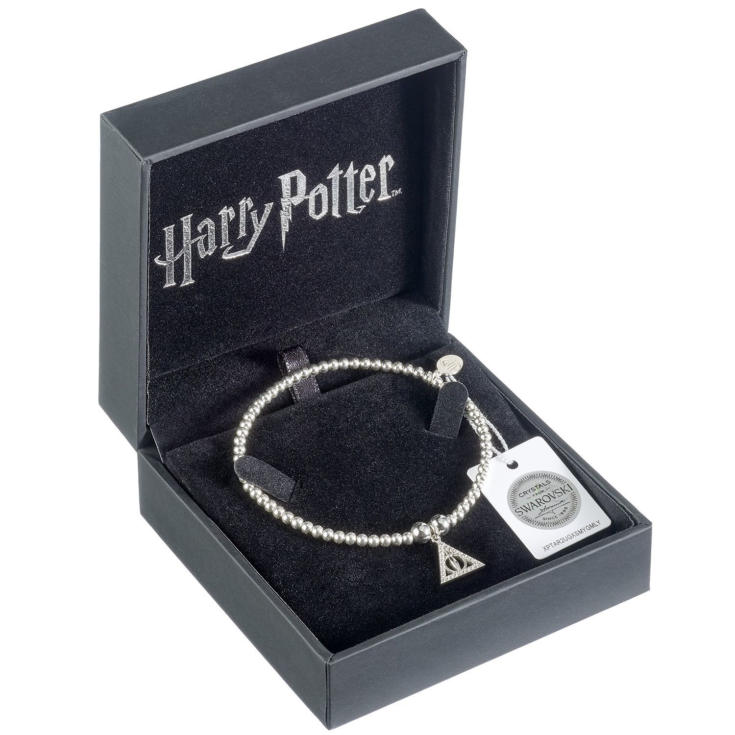 Sterling Silver Deathly Hallows Charm on Ball Bead Bracelet Embellished with Swarovski® Crystals image