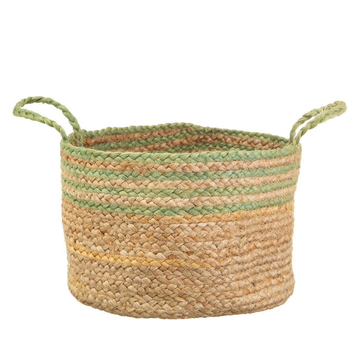 Sass & Belle Green Stripe Jute Storage Basket at Mighty Ape NZ