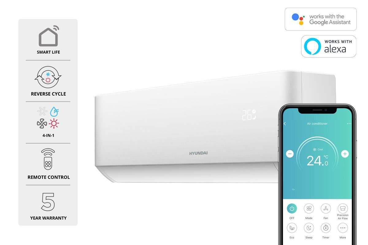 Buy Hyundai 7.2kW Inverter Smart Split System Air Conditioner (Reverse