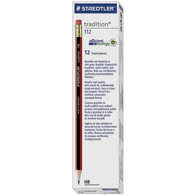 Buy Staedtler 112HB Tradition Pencil with Eraser Tip 12 Pack at