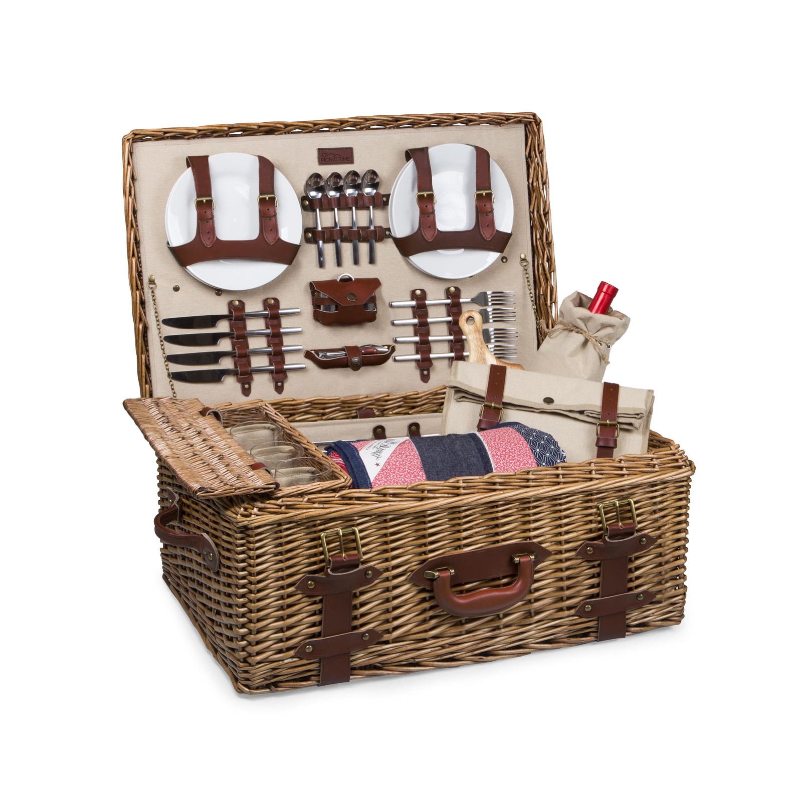 Picnic Time: Charleston Luxury Picnic Basket with Quilt (Natural Canvas) image