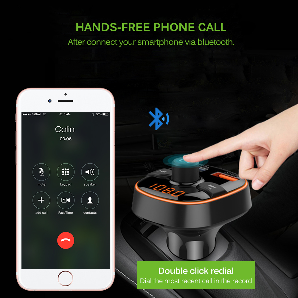QC3.0 RGB light Car Charger - Bluetooth 5.0 & FM Transmitter image