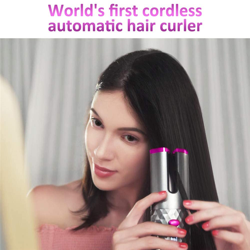 Wireless Auto-Rotating Ceramic Hair Curler - White image