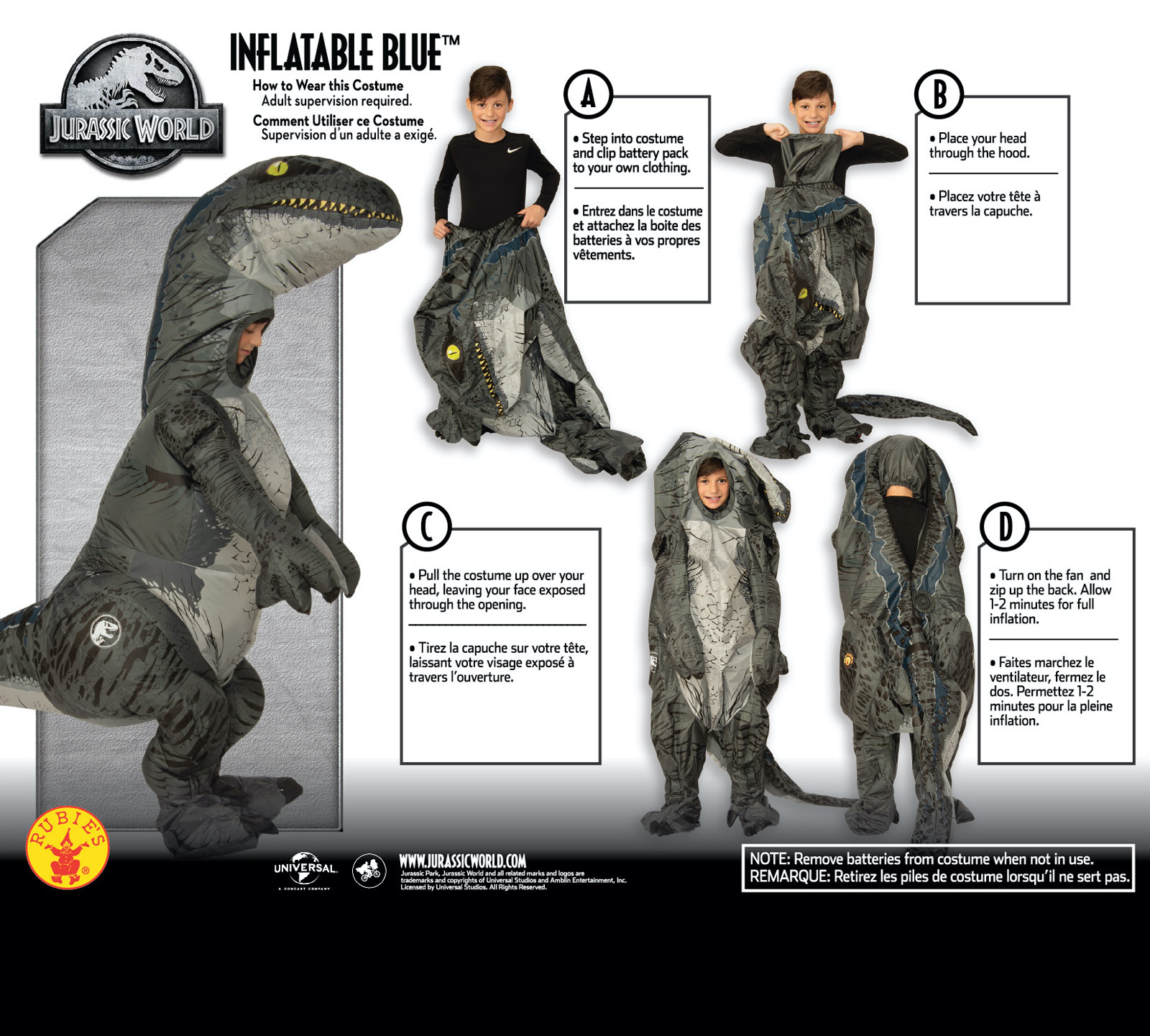 Buy Velociraptor Blue Inflatable Costume (Size Child) at Mighty Ape NZ