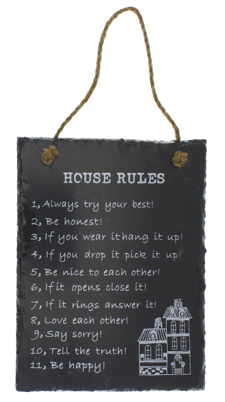 House Rules Slate Wall Plaque