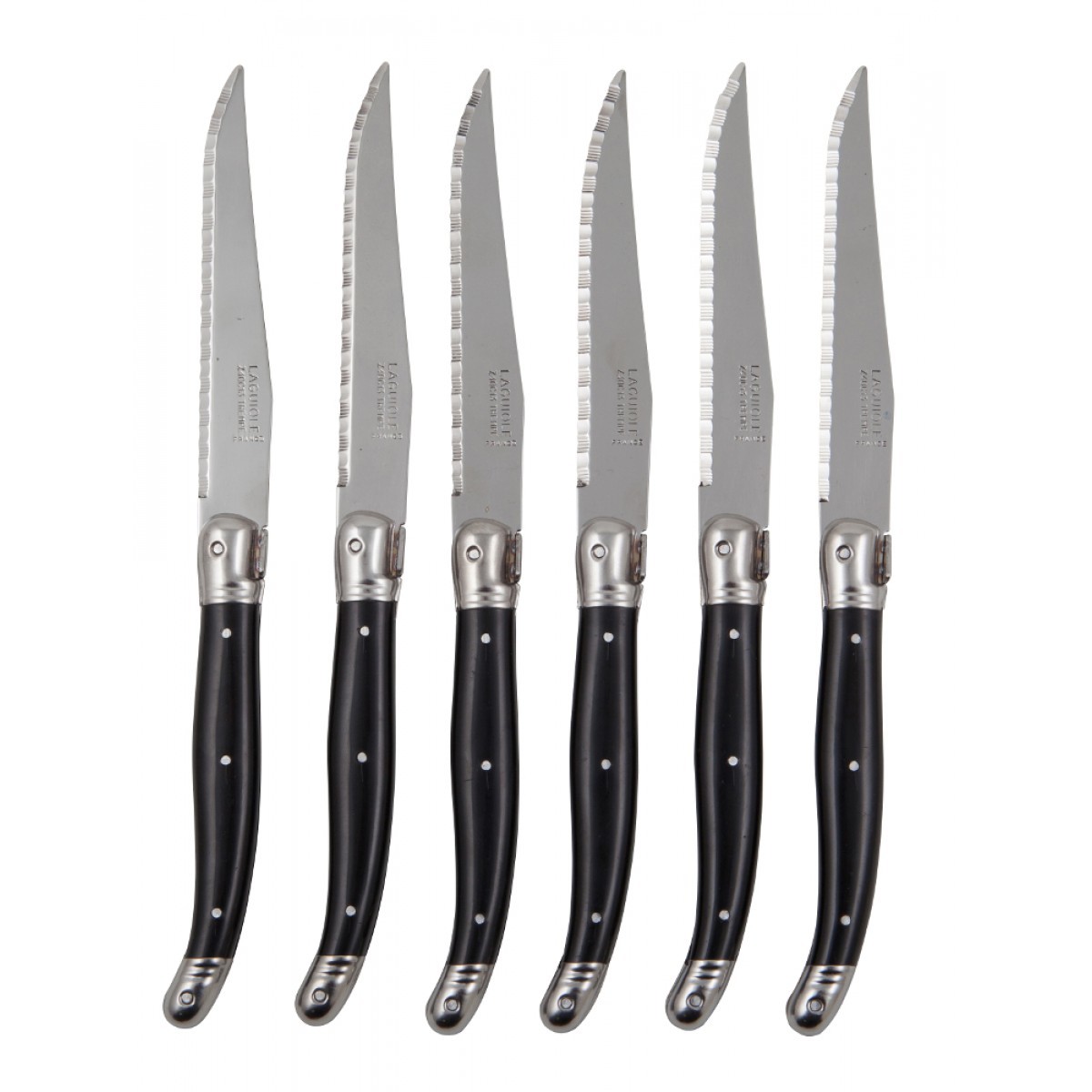 Andre Verdier Laguiole Debutant Steak Knife Set & Block- Black (6pc) image