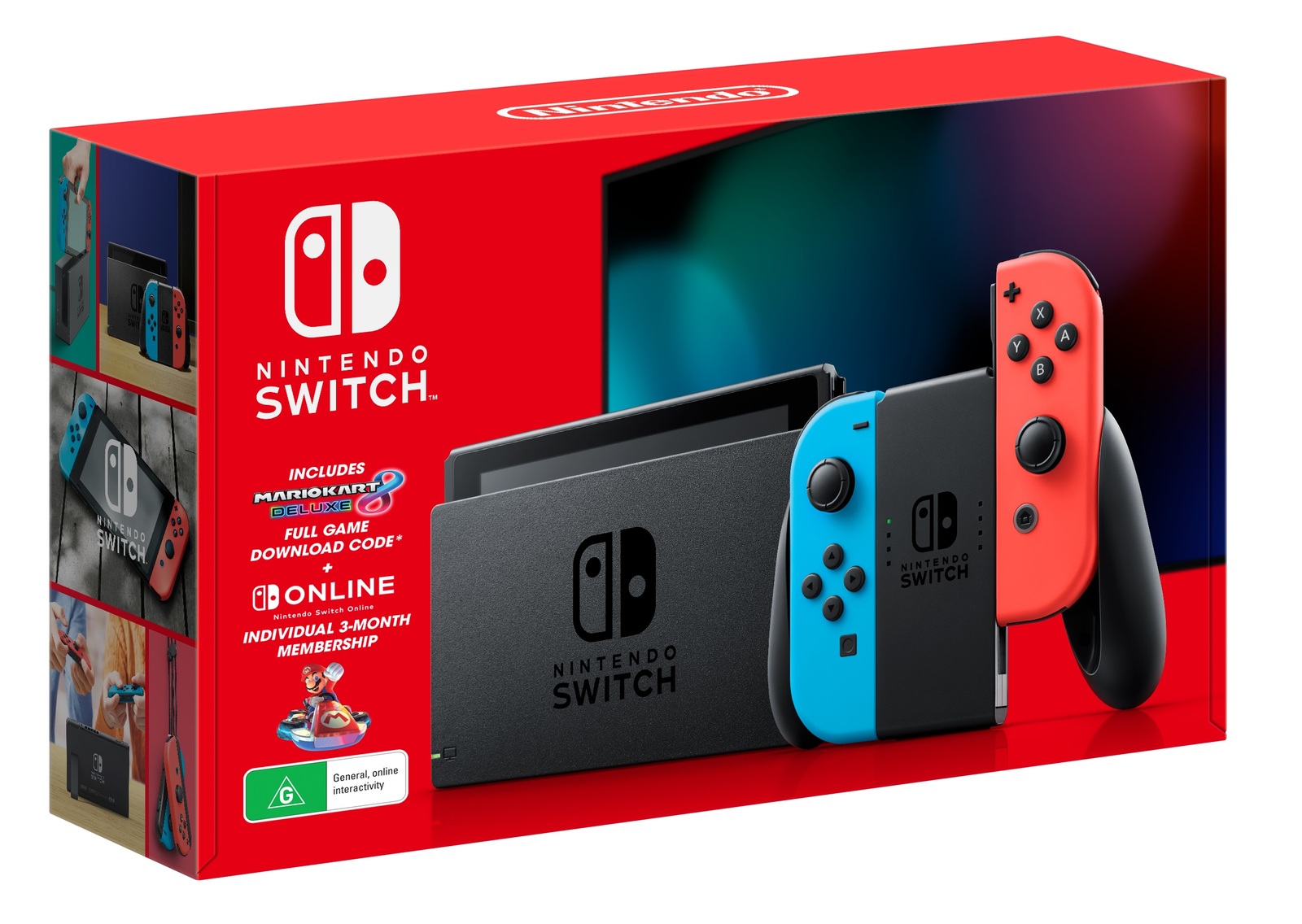 Nintendo Switch Neon Console with Mario Kart 8 Deluxe & 3 Month Switch Online for Switch image
