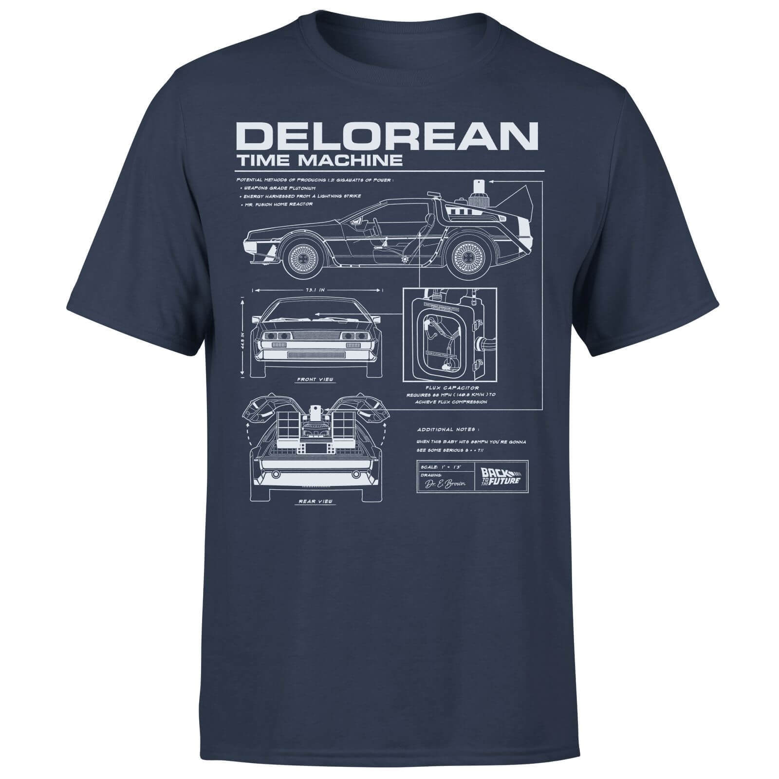 Back to the Future: DeLorean Schematic T-Shirt - Navy/X-Large image