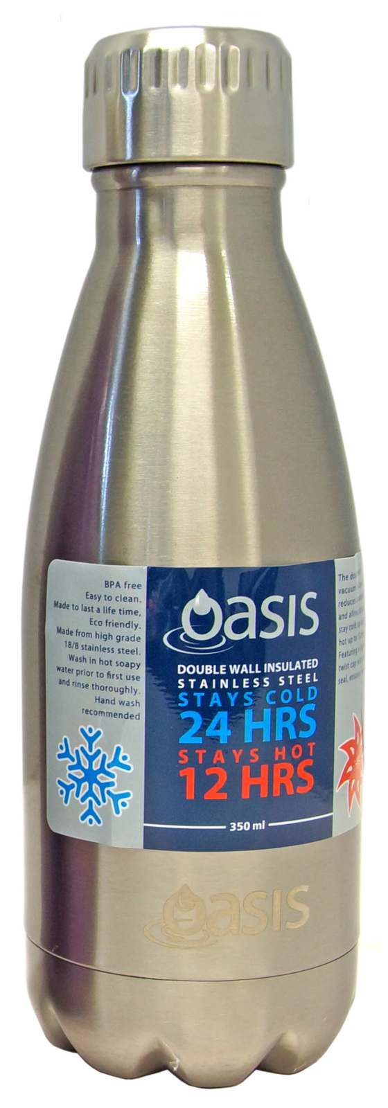 Oasis Insulated Stainless Steel Water Bottle - Silver (350ml)