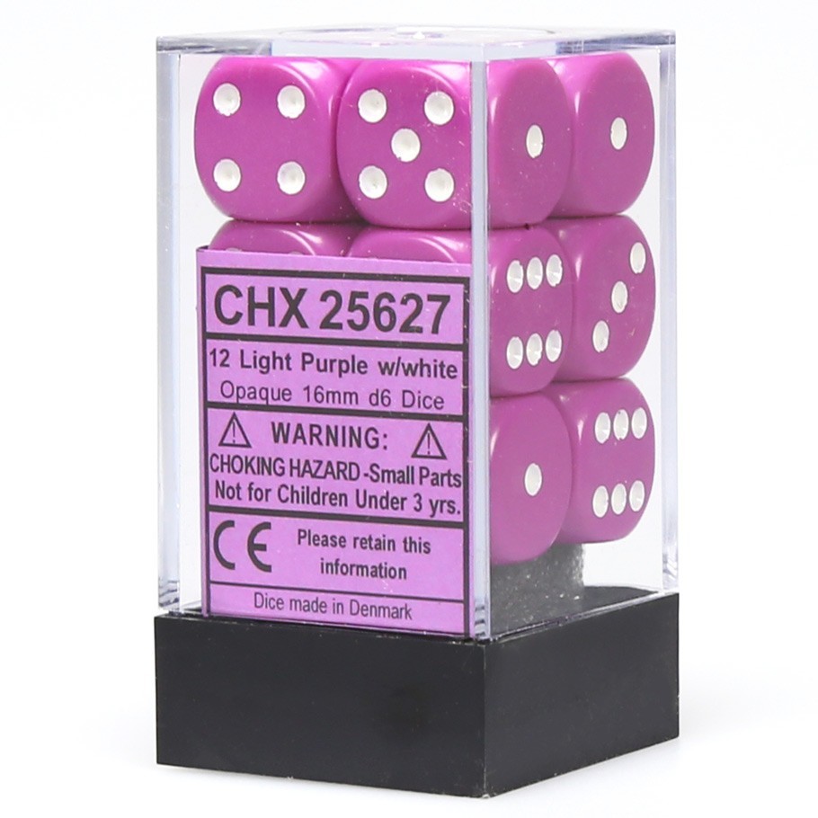 Chessex: D6 Opaque Cube Set (16mm) - Pink/White