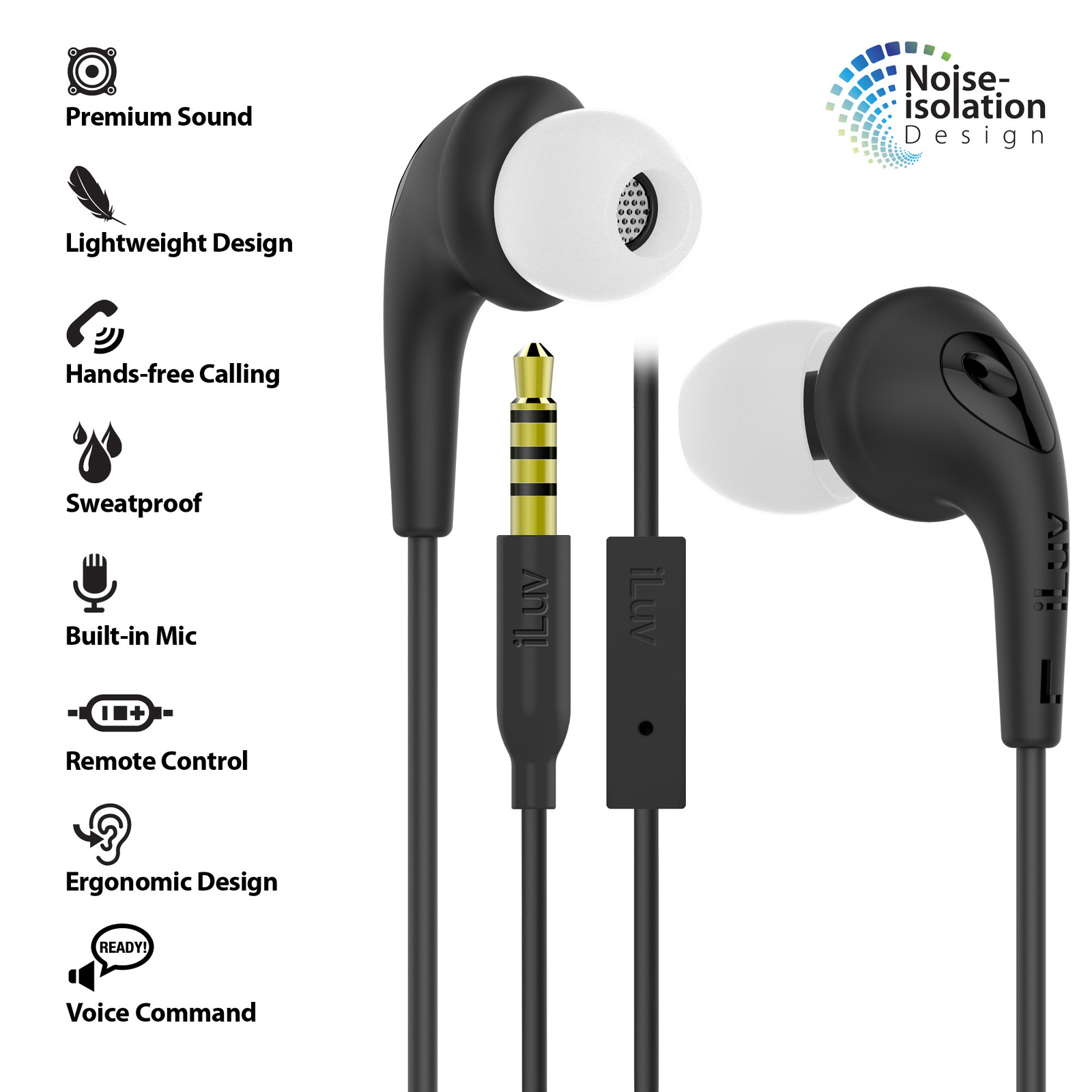 iLuv: Bubblegum 3 - Stereo Earphones with Mic (Black) image
