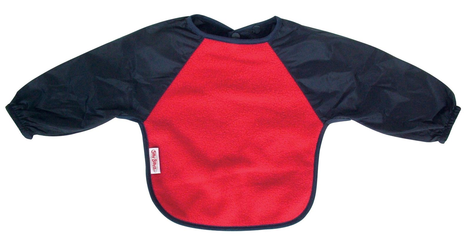 Silly Billyz Fleece Long Sleeve Baby Bib - Small (Red/Navy)