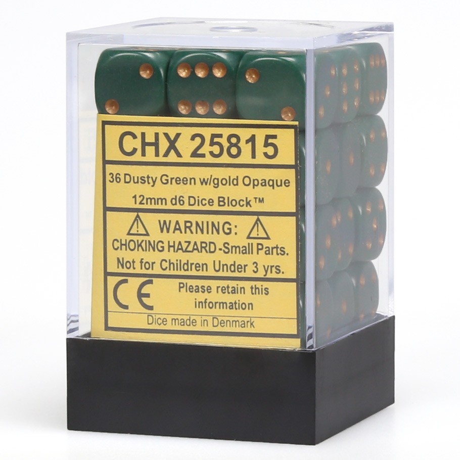 Chessex: D6 Opaque Cube Set (12mm) - Dusty Green/Copper image