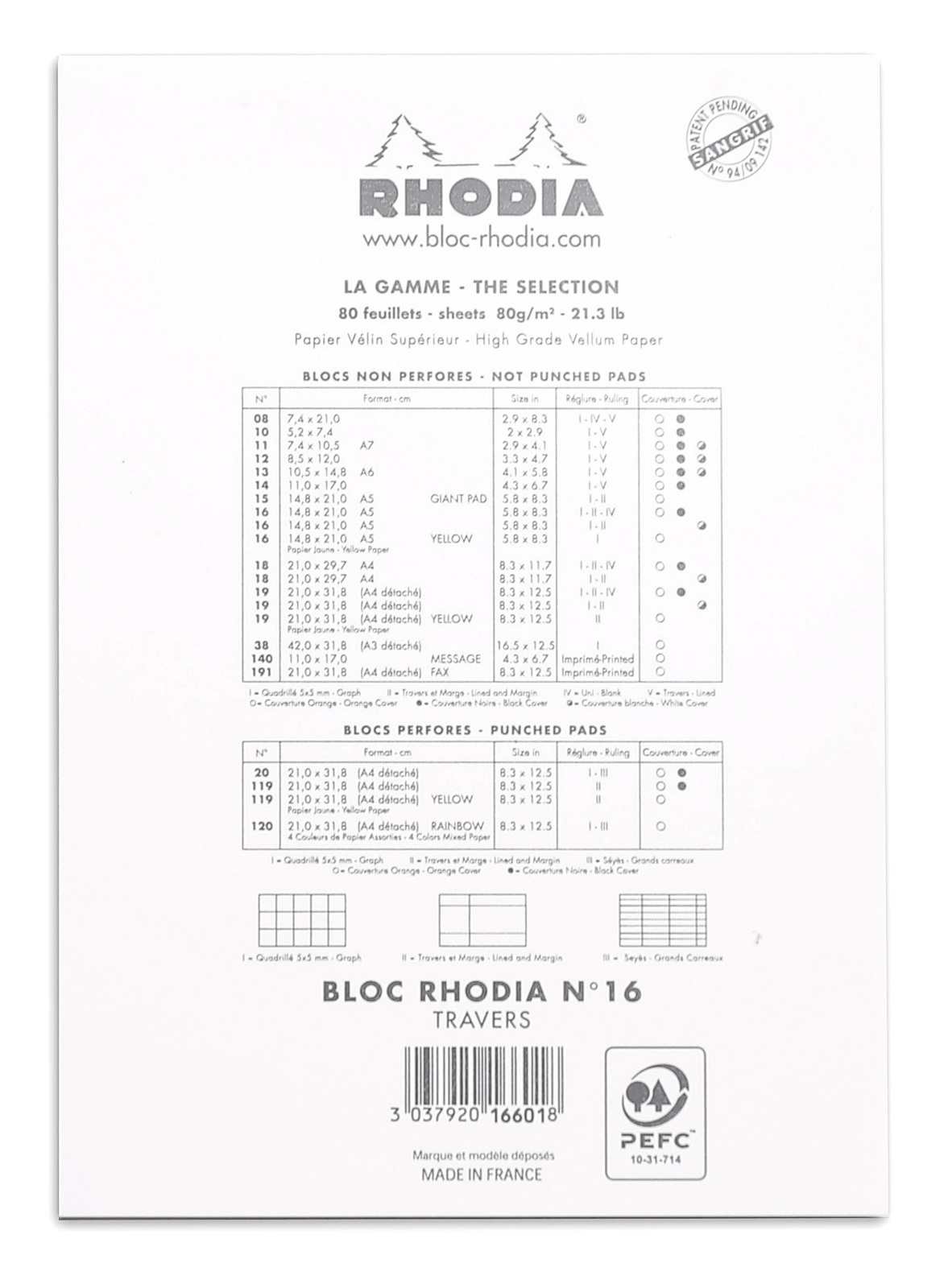 Bloc Rhodia White A5 - Lined image