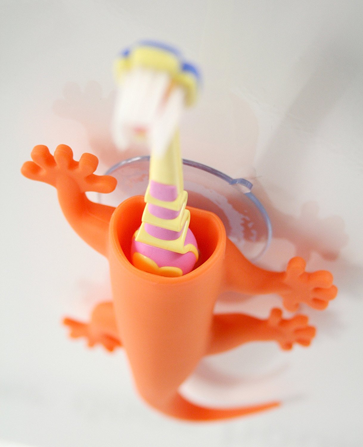 J-me: Larry the lizard Toothbrush Holder - Orange